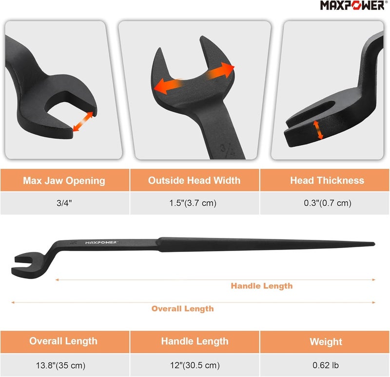 Max Power Spud Wrench, 3/4 inch Nominal Opening - Image 2